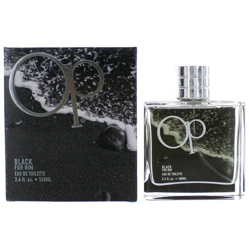 Ocean Pacific OP Black For Him 3.4 oz men's EDT spray bottle with sleek black packaging.