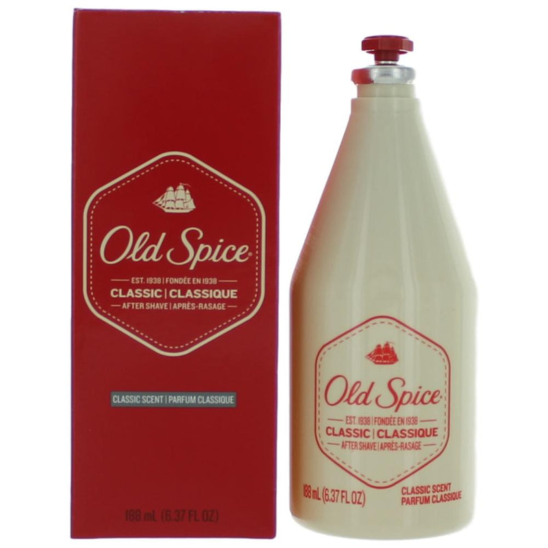 Old Spice Classic after shave splash for men, 6.37 oz bottle, with a classic design and Old Spice branding.