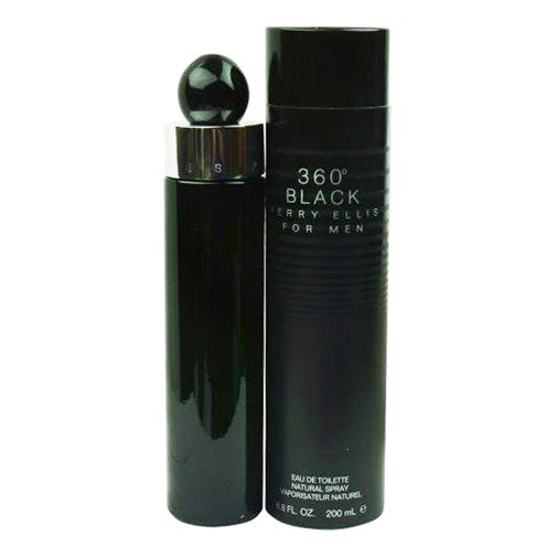 Perry Ellis 360' Black men's 6.8 oz EDT spray bottle with black and silver packaging.