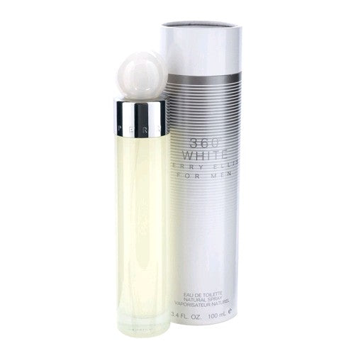 Perry Ellis 360 White 3.4 oz men's EDT spray bottle with white packaging and Perry Ellis branding.