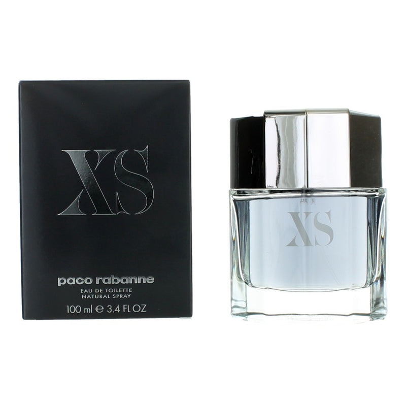 XS Grey Paco Rabanne men's 3.4 oz EDT spray bottle, sleek gray design, ready for stylish everyday wear.