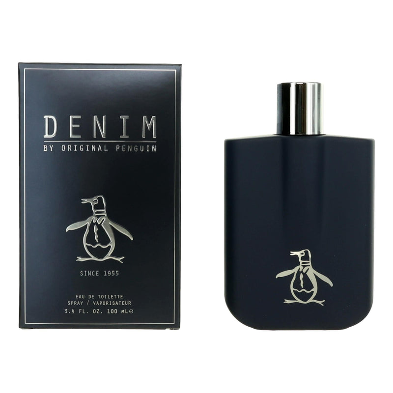 Original Penguin Denim by Munsingwear men's 3.4 oz EDT spray bottle, with branding and product label visible.