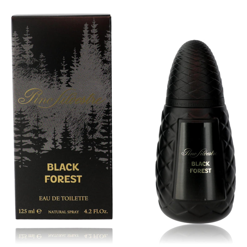 Pino Silvestre Black Forest 4.2 oz men's EDT spray bottle with black and green label and silver cap.