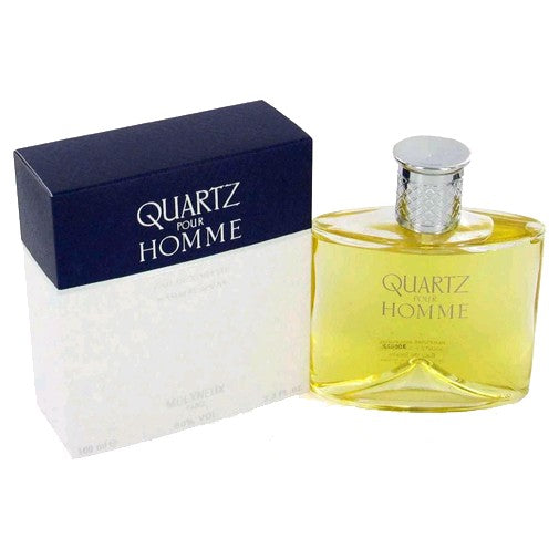 Molyneux Quartz men's 3.3 oz EDT spray bottle with sleek design, showcasing the physical fragrance product.