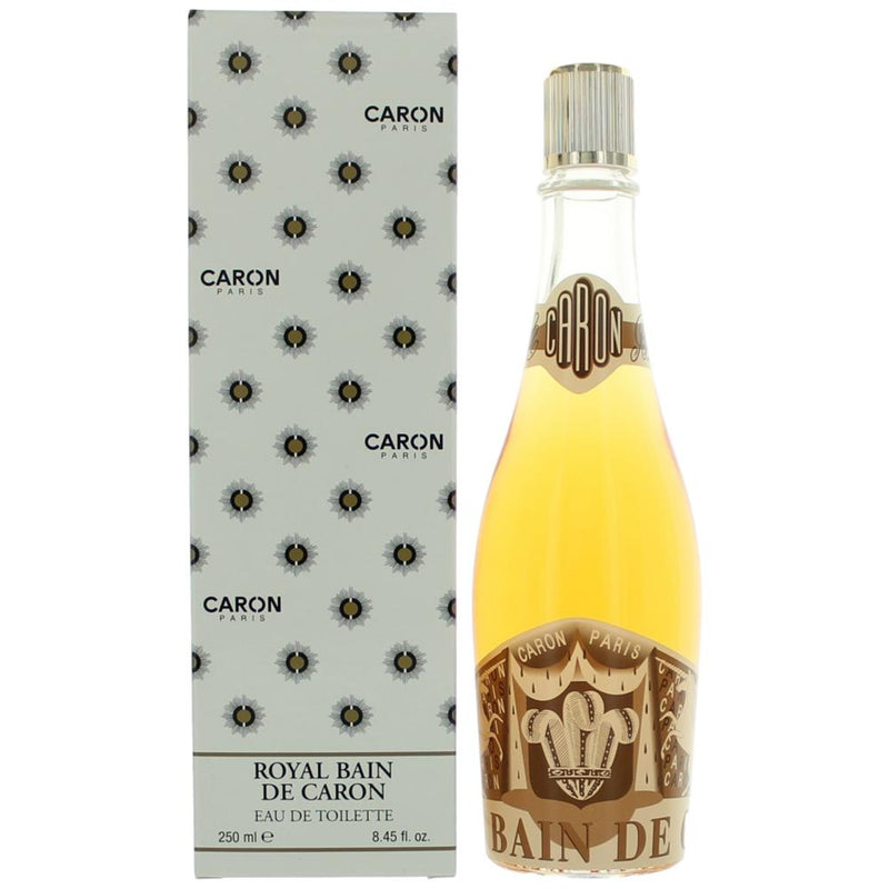 Unisex Royal Bain de Caron EDT splash bottle by Caron, 8.4 oz, featuring elegant packaging and classic fragrance design.
