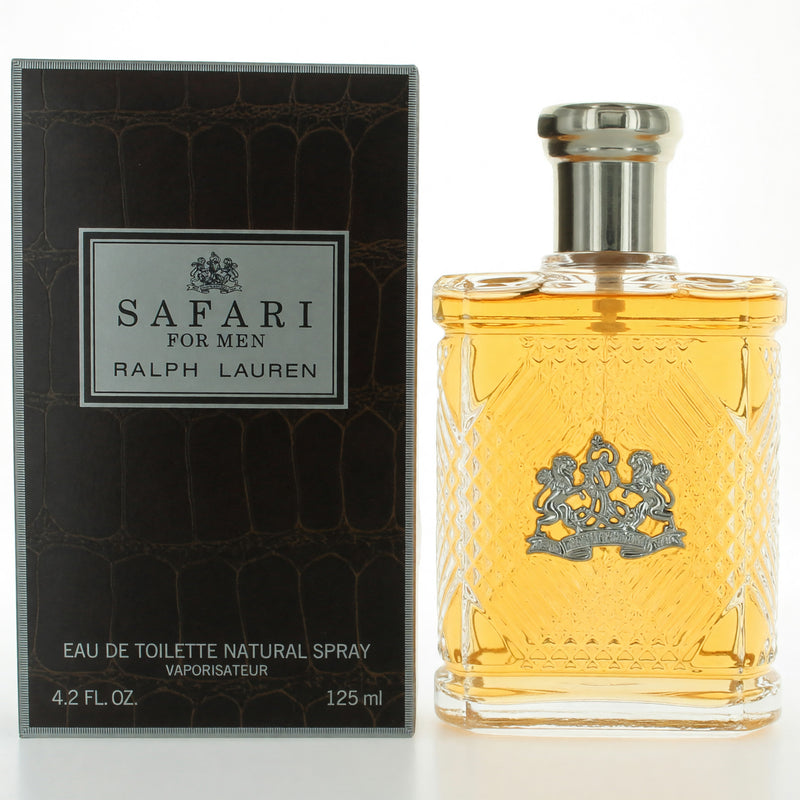 Ralph Lauren Safari 4.2 oz men's EDT spray bottle with a sleek, classic design.