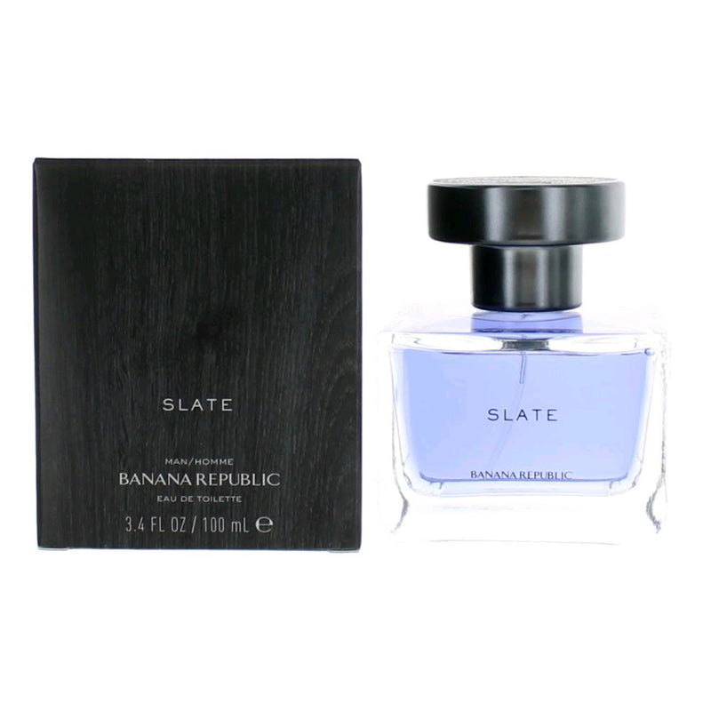 Banana Republic Slate men's 3.4 oz EDT spray bottle with sleek packaging and label.