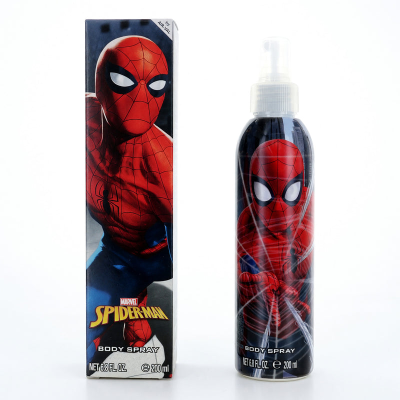 Marvel Spiderman 6.8 oz kids body spray featuring Spiderman character in a colorful, child-friendly design.