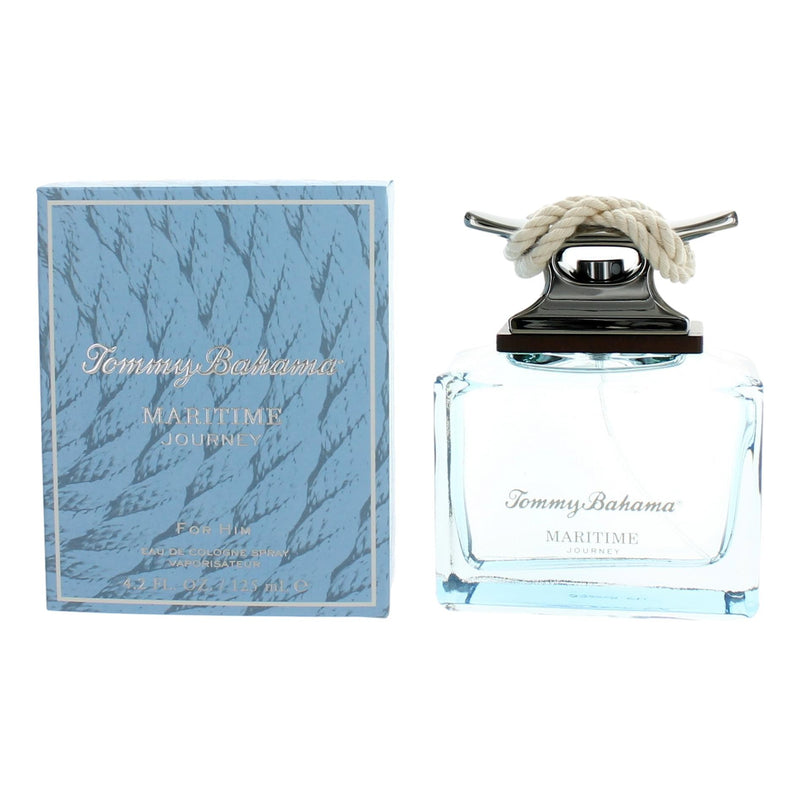 Tommy Bahama Maritime Journey men's Eau De Cologne spray bottle, 4.2oz, with nautical-inspired branding and packaging.