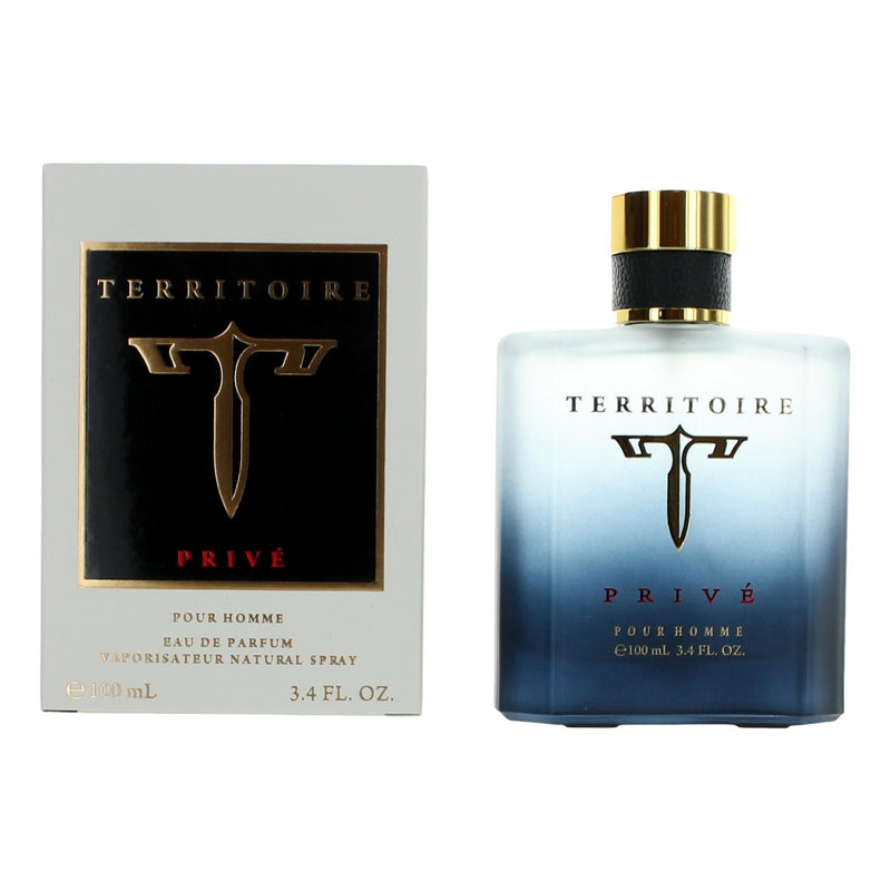 Yzy Territoire Prive 3.4 oz men's EDP spray with sleek bottle and minimalist design, perfect for sophisticated fragrance.