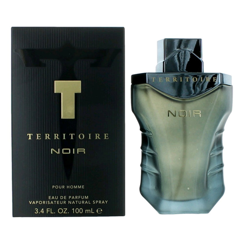 Yzy Territoire Noir 3.4 oz men's EDP spray bottle with dark packaging, showcasing the sleek design of the fragrance.