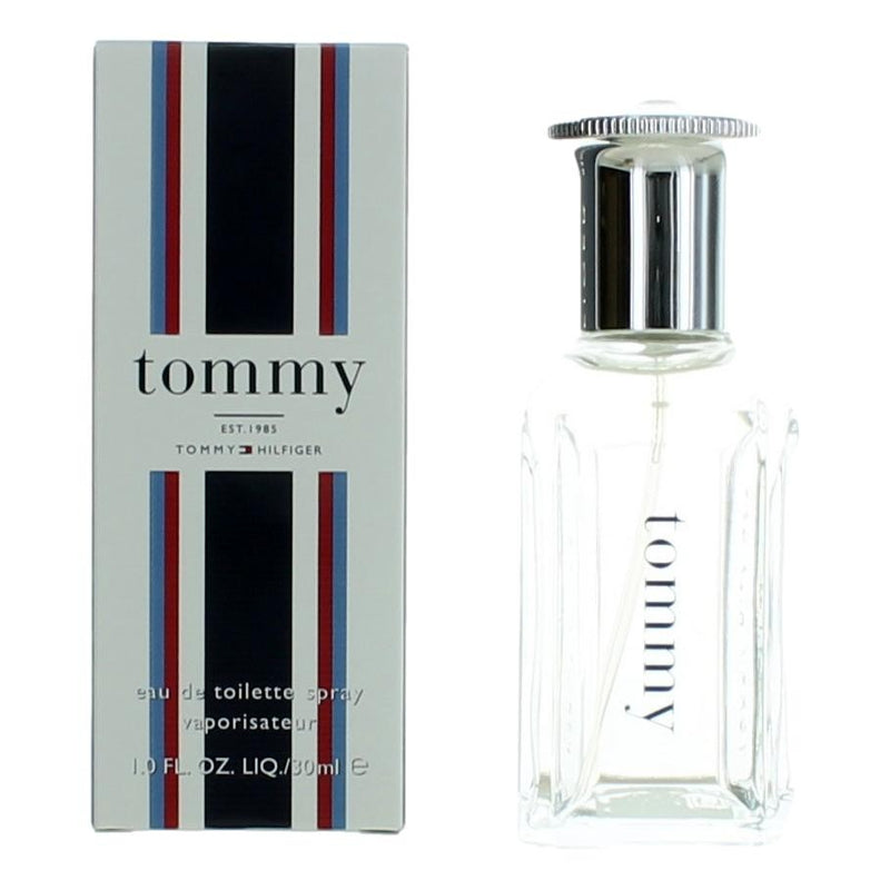 Tommy Hilfiger Tommy men's 1 oz EDT spray bottle with sleek design and clear branding, ready for everyday wear.