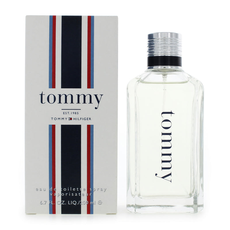 Tommy by Tommy Hilfiger men's 6.7 oz EDT spray bottle with sleek packaging and branding on the label.