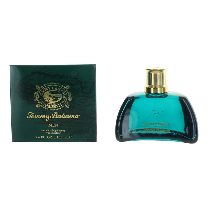 Tommy Bahama Set Sail Martinique men's cologne spray, 3.4oz bottle, with tropical-inspired fragrance and sleek packaging.
