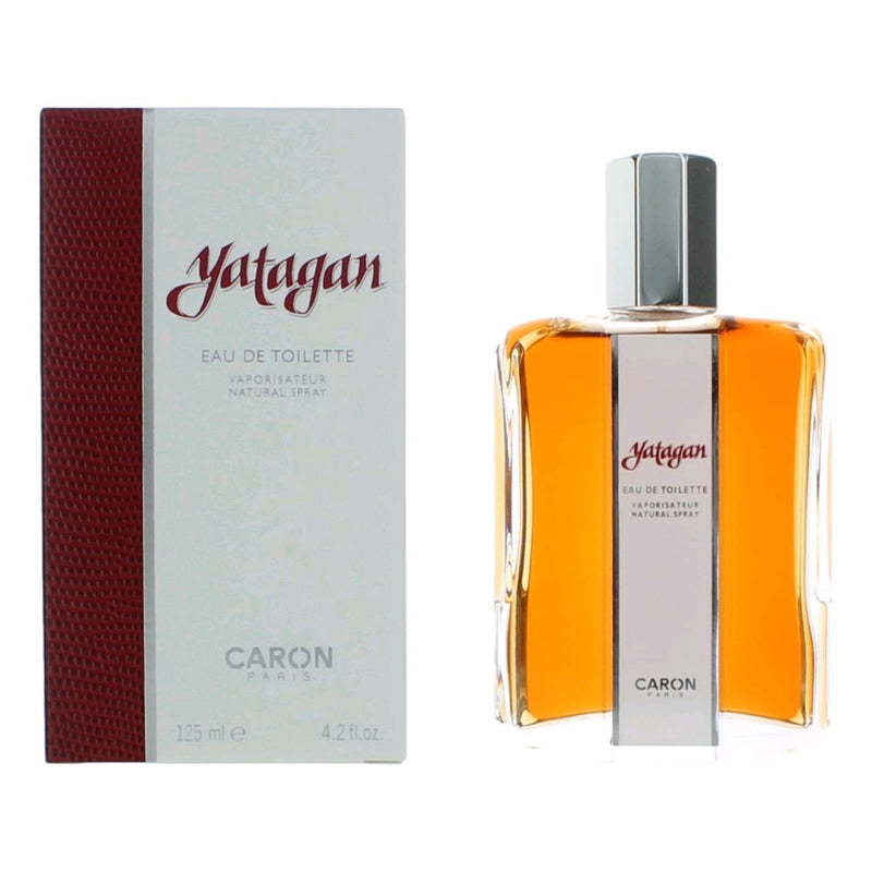 Caron Yatagan men's 4.2 oz EDT spray bottle, sleek packaging, featuring the fragrance design for elegant masculine scent