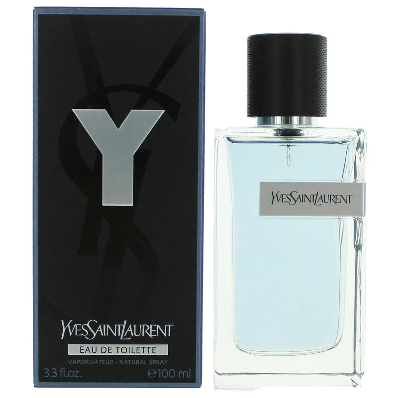 Yves Saint Laurent Y men's 3.3 oz EDT spray bottle, sleek design, ready for use