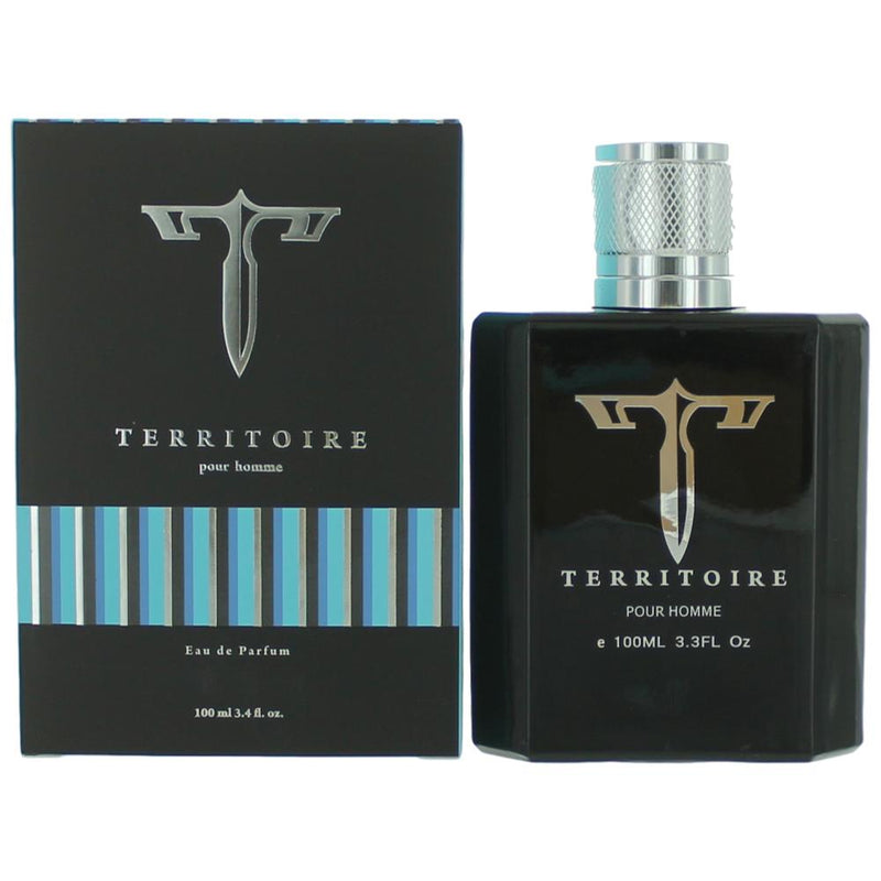Yzy Territoire 3.4 oz men's EDP spray bottle with sleek packaging and modern design.