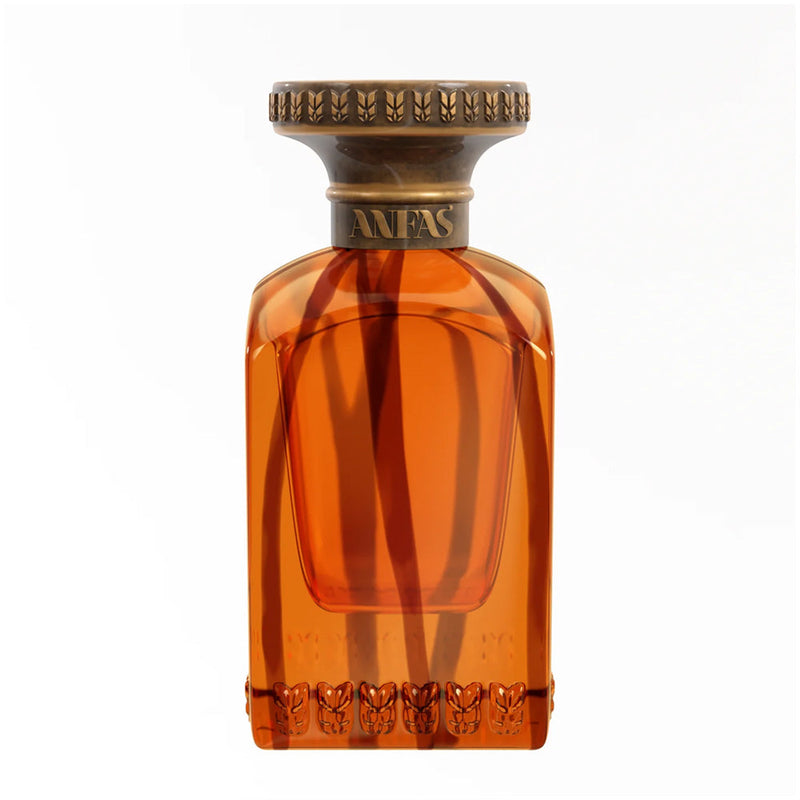 Haneen Anfas 2.5 oz perfume bottle from Online Warehouse, elegant glass container with a sleek design and fragrance cap.