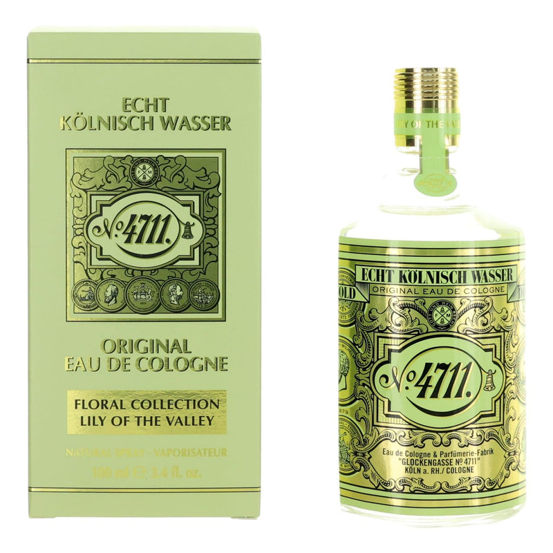 4711 Floral Collection Lily of the Valley 3.4oz Eau De Cologne Spray for Unisex, with floral bottle design and elegant packaging