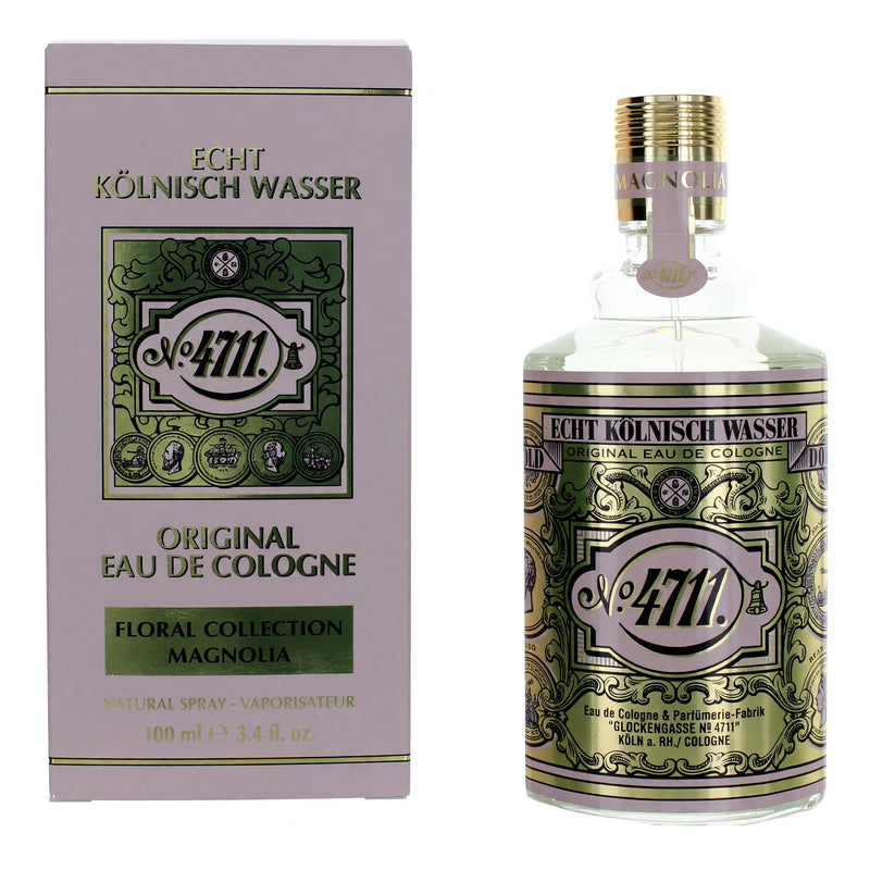 4711 Floral Collection Magnolia unisex Eau De Cologne spray, 3.4oz bottle with elegant floral design.