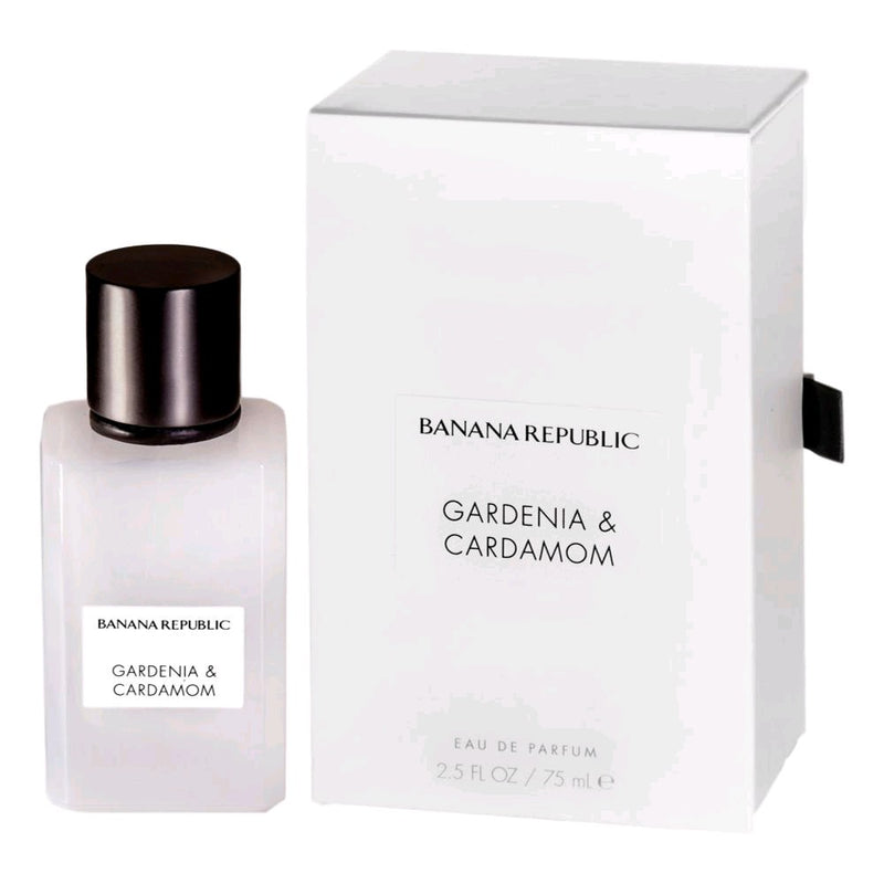 Banana Republic Gardenia & Cardamom unisex 2.5 oz EDP spray bottle with floral and spicy notes.