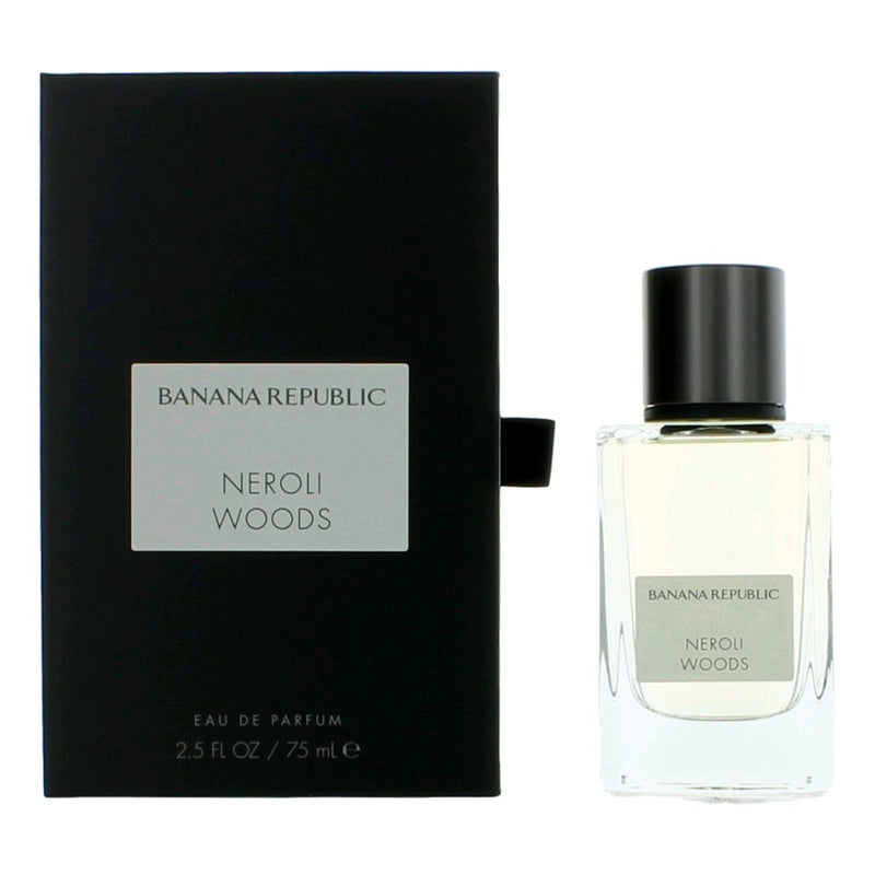 Banana Republic Neroli Woods 2.5 oz unisex Eau de Parfum spray bottle with elegant packaging.