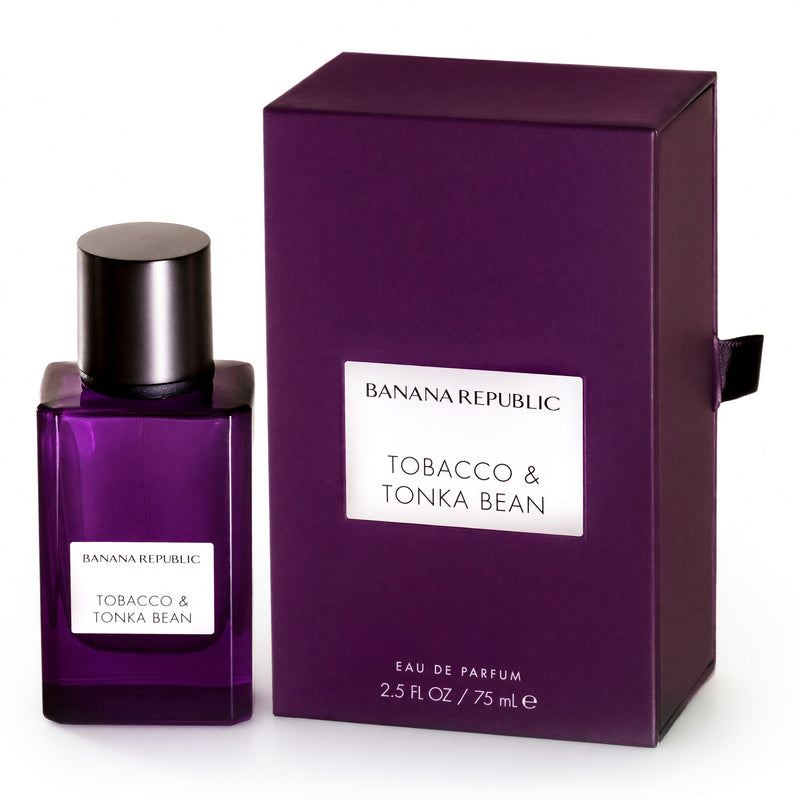 Unisex Tobacco & Tonka Bean by Banana Republic 2.5 oz EDP spray bottle on a neutral background.