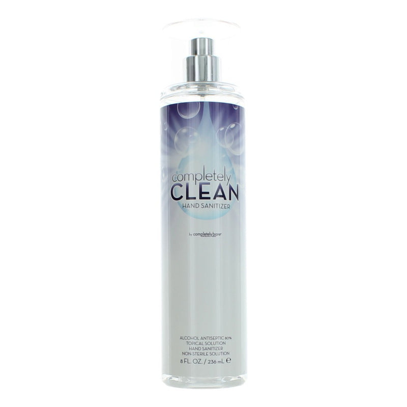 Completely Bare Completely Clean 8 oz spray hand cleaner, physical formula for removing dirt and impurities from hands.