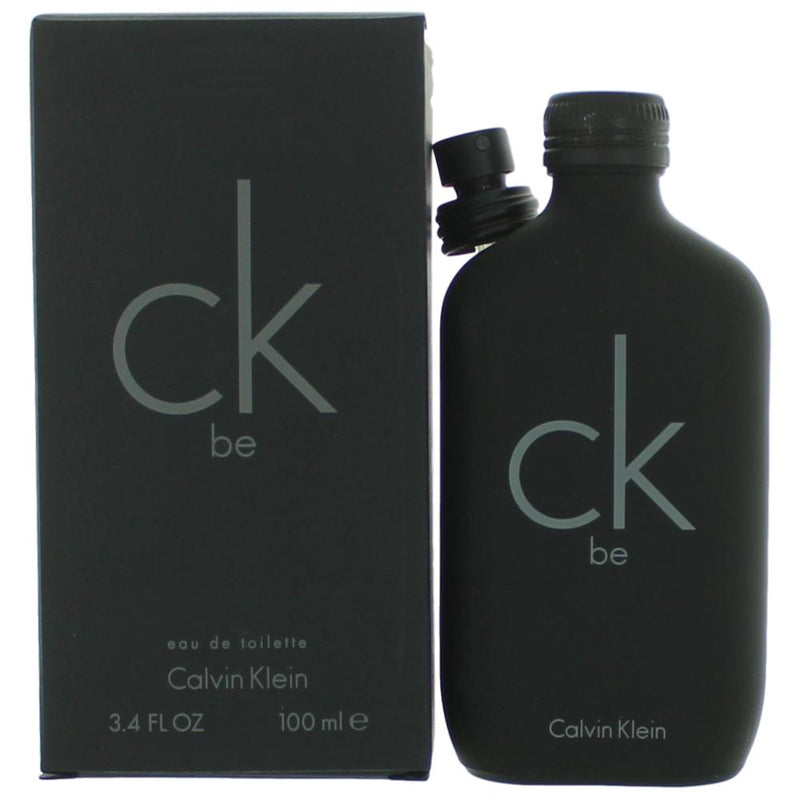 Calvin Klein CK Be unisex 3.3 oz EDT spray bottle, sleek packaging, designed for both men and women.