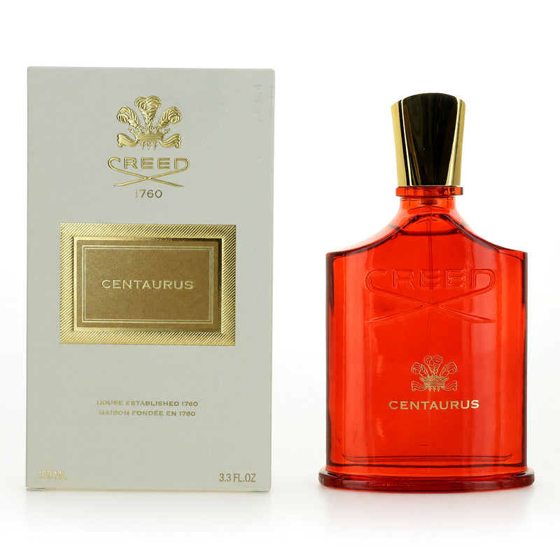 Creed Centaurus 3.4 oz unisex EDP spray bottle with sleek design, showcasing the luxurious fragrance packaging.