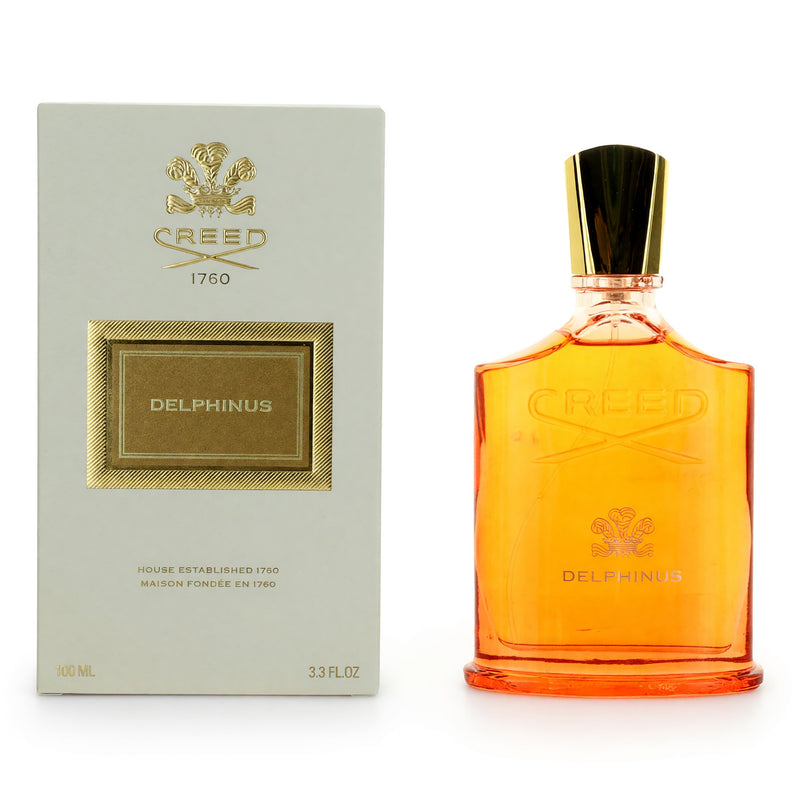 Creed Delphinus 3.3 oz unisex EDP spray bottle, elegant design, with a sleek cap and minimalist label.