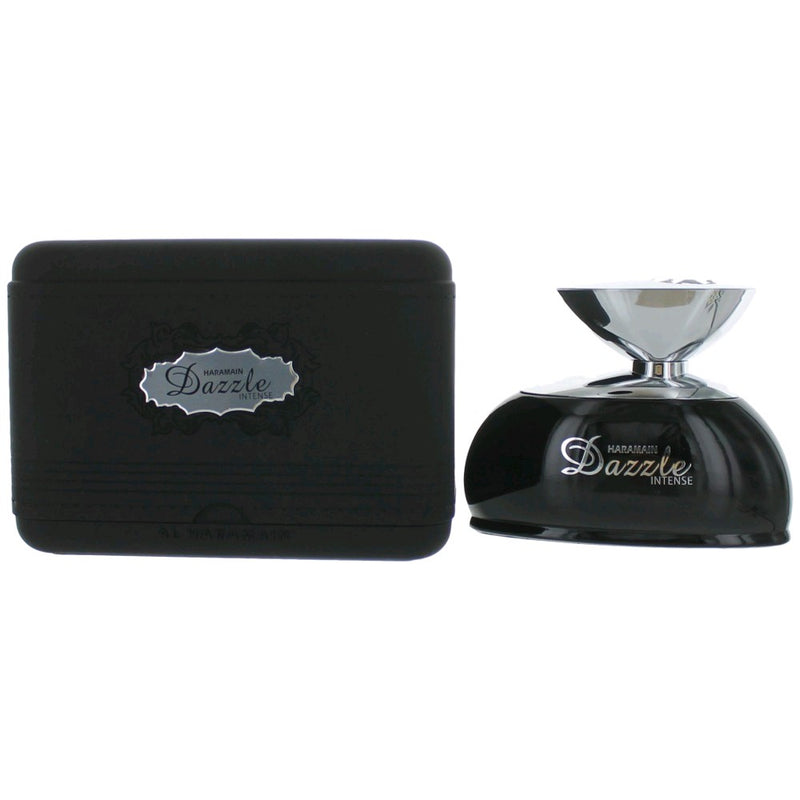 Al Haramain Dazzle Intense 3.3 oz unisex EDP spray bottle on display, showcasing the elegant packaging.