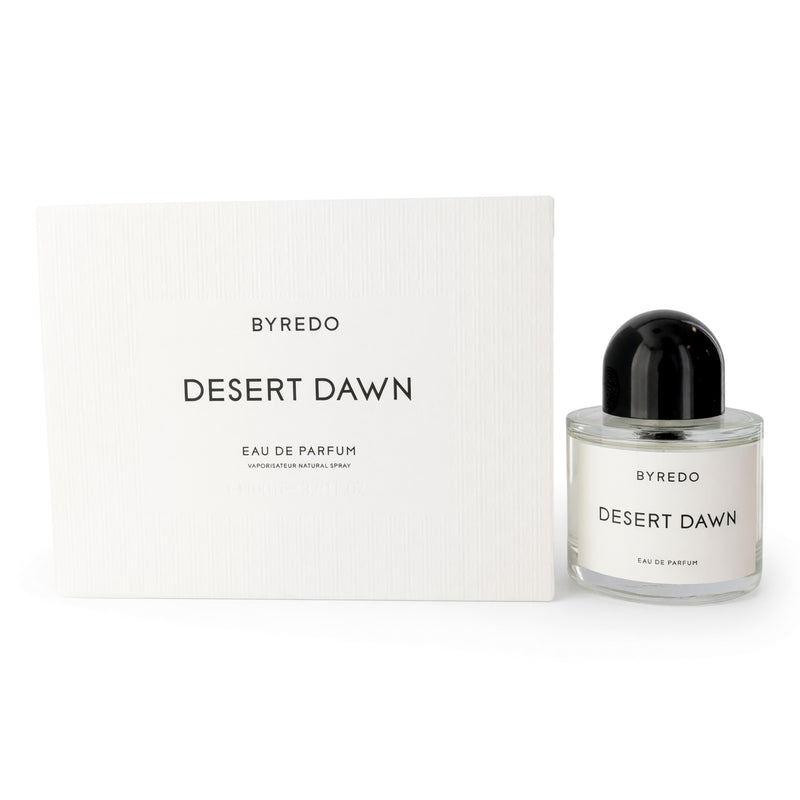 Byredo Desert Dawn 3.4 oz unisex Eau De Parfum spray bottle with minimalist design.