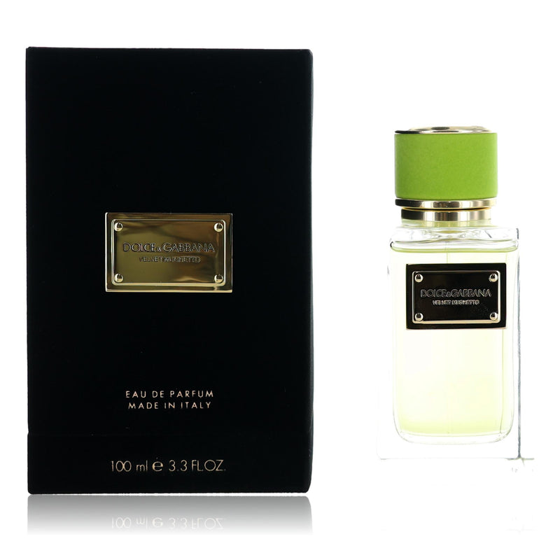 Velvet Mughetto by Dolce & Gabbana 3.3 oz unisex EDP spray bottle with elegant perfume packaging and floral design.