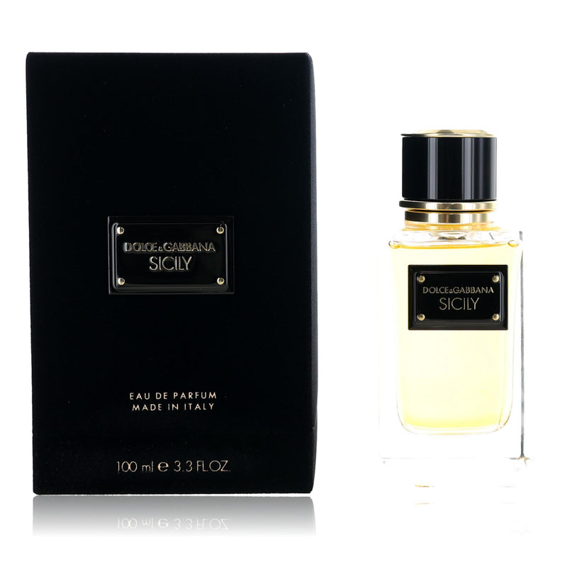 Dolce & Gabbana Sicily unisex 3.3 oz EDP spray bottle with elegant design and silver cap.