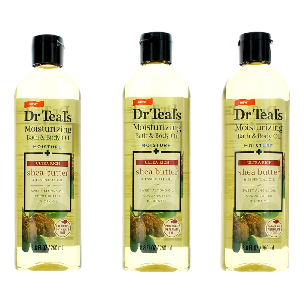 Shea Butter & Essential Oil 3 Pack 8.8oz Moisturizing Bath & Body Oil - Pertinacia Perfume