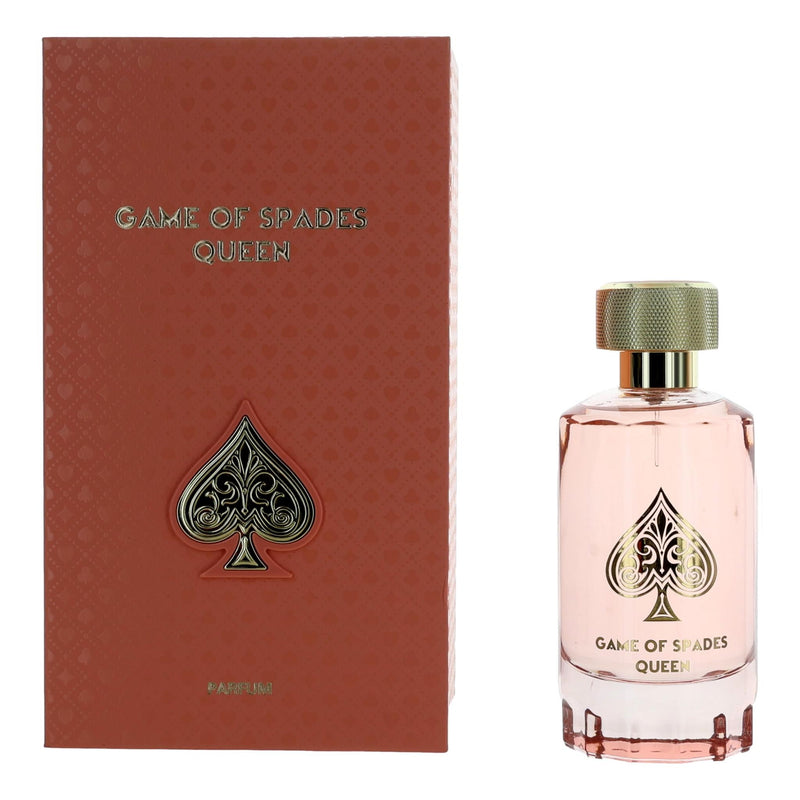 Jo Milano Game of Spades Queen unisex parfum spray, 3.4 oz bottle with elegant packaging and branding visible in the image.