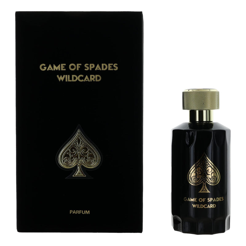 Jo Milano Game of Spades Wildcard 3.4 oz unisex parfum spray, elegant fragrance bottle with stylish design.