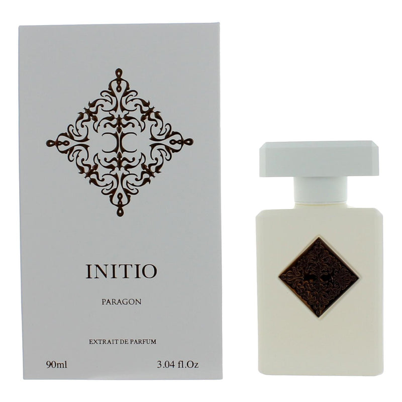 Initio Paragon by Initio unisex 3 oz extrait de parfum spray, elegant packaging with a sleek design and scent notes visible.