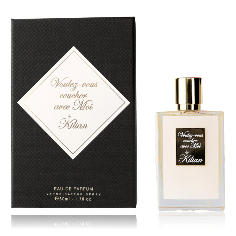 Kilian Voulez-Vous Coucher Avec Moi 1.7 oz unisex EDP spray bottle with elegant design.