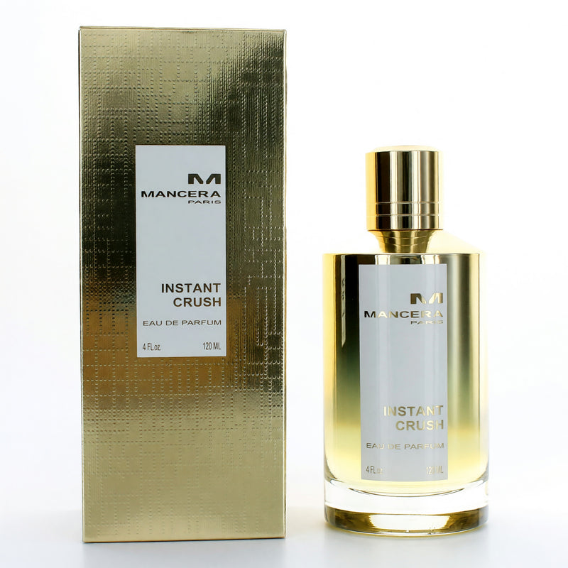 Mancera Instant Crush 4 oz unisex EDP spray bottle, sleek design with the fragrance visible in the image.