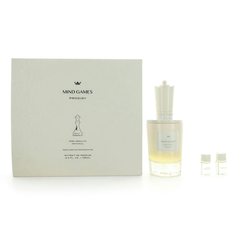 Unisex Rose Absolute Patchouli perfume spray by Mind Games in a 3.4oz bottle, featuring a floral and woody scent.