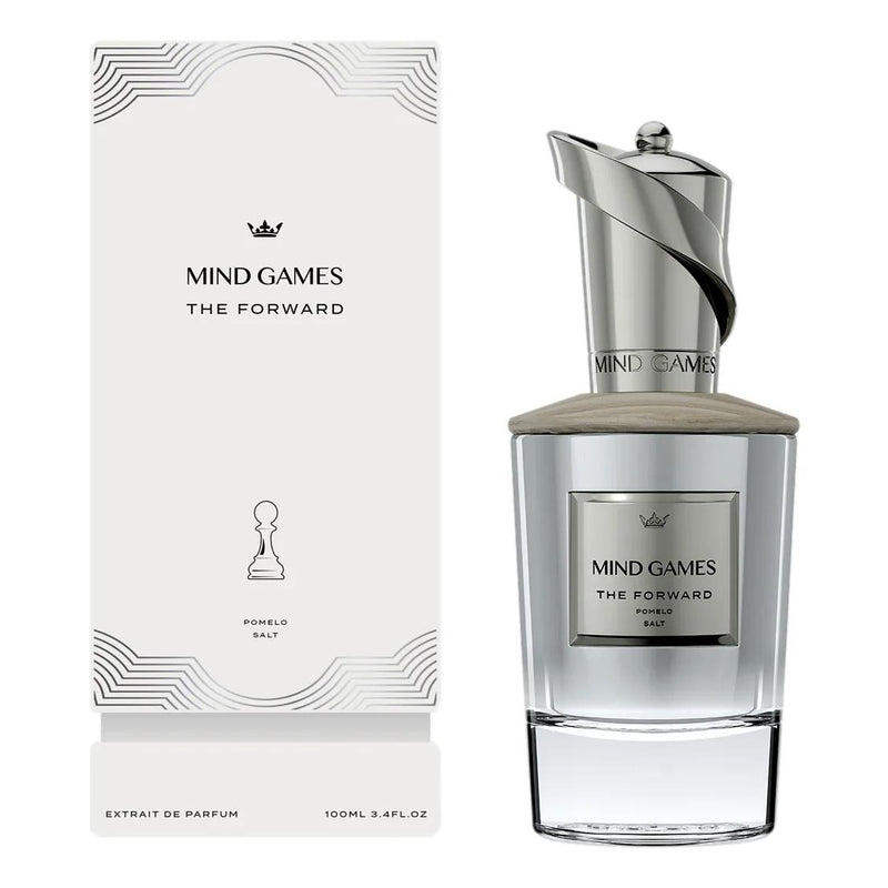 Unisex 3.4 oz Extrait de Parfum bottle from Mind Games, featuring elegant packaging and sleek design.