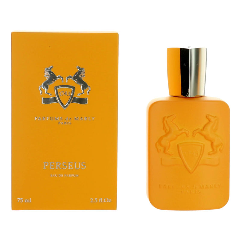Parfums de Marly Perseus 2.5 oz men's Eau de Parfum spray bottle, elegant packaging and branding visible.