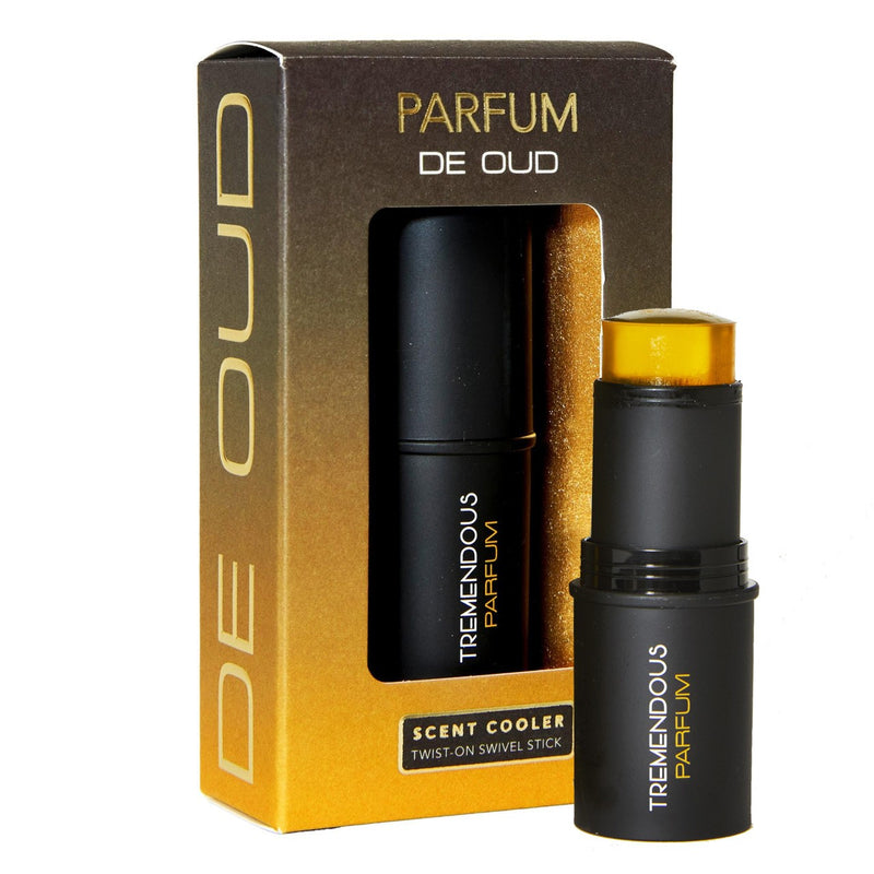 Tremendous Parfum De Oud scent cooler twist-on swivel stick for unisex, 0.24oz, with a sleek design and compact size.