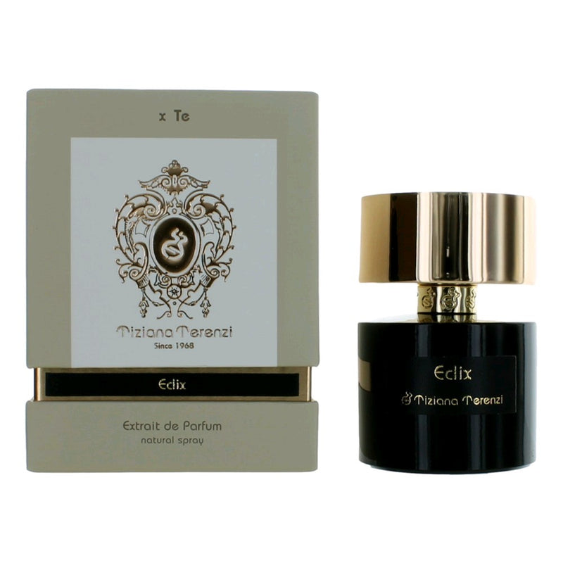 Eclix by Tiziana Terenzi unisex 3.4 oz extrait de parfum spray, elegant bottle with a sleek design.