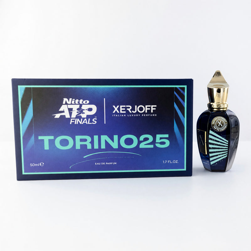 Xerjoff ATP Torino25 unisex 1.7 oz EDP spray bottle with sleek design and elegant packaging.
