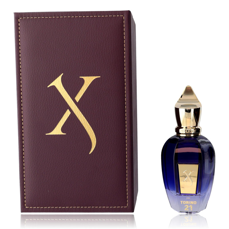 Xerjoff Torino 21 unisex 1.7 oz EDP spray bottle with elegant packaging and sleek design.