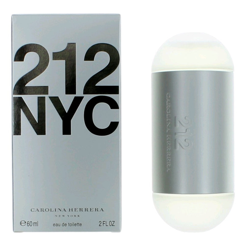 212 by Carolina Herrera 2 oz women’s EDT spray bottle, sleek design and clear glass with silver cap for a fresh, sophisticated scent.