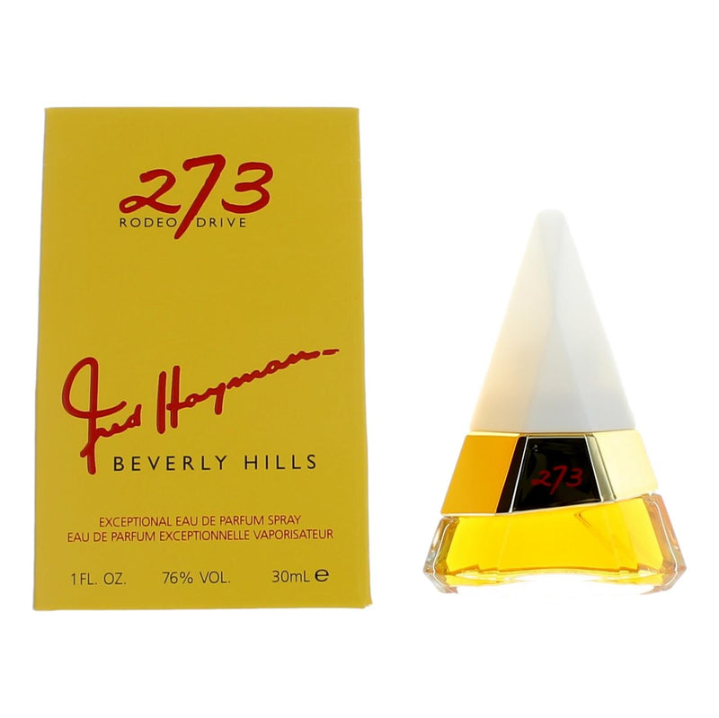 Fred Hayman 273 women's 1 oz Exceptional EDP spray bottle, elegant perfume with a sleek design and floral fragrance packaging.